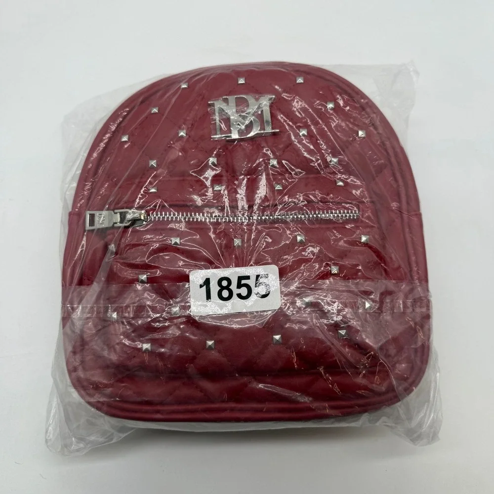 Badgley Mischka‎ Red Mini Studded Vegan Leather Backpack $99 NWT